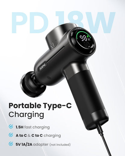 RENPHO Active Massage Gun with Heat Deep Tissue Muscle, 2022 Upgrade Powerful Portable Gun Massage Percussion Massager Gun for Athletes, Electric Back Massagers, Handheld Body Massager Gun Gifts