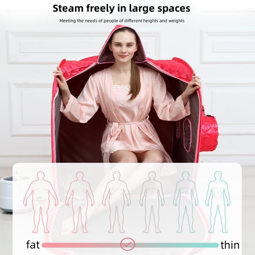 MGPGNOV Personal home steam sauna tent Sauna Private Room, portable Folding home spa steam sauna set, 2L Steam Pot Carrying Bag with remote control and temperature adjustment (Pink)