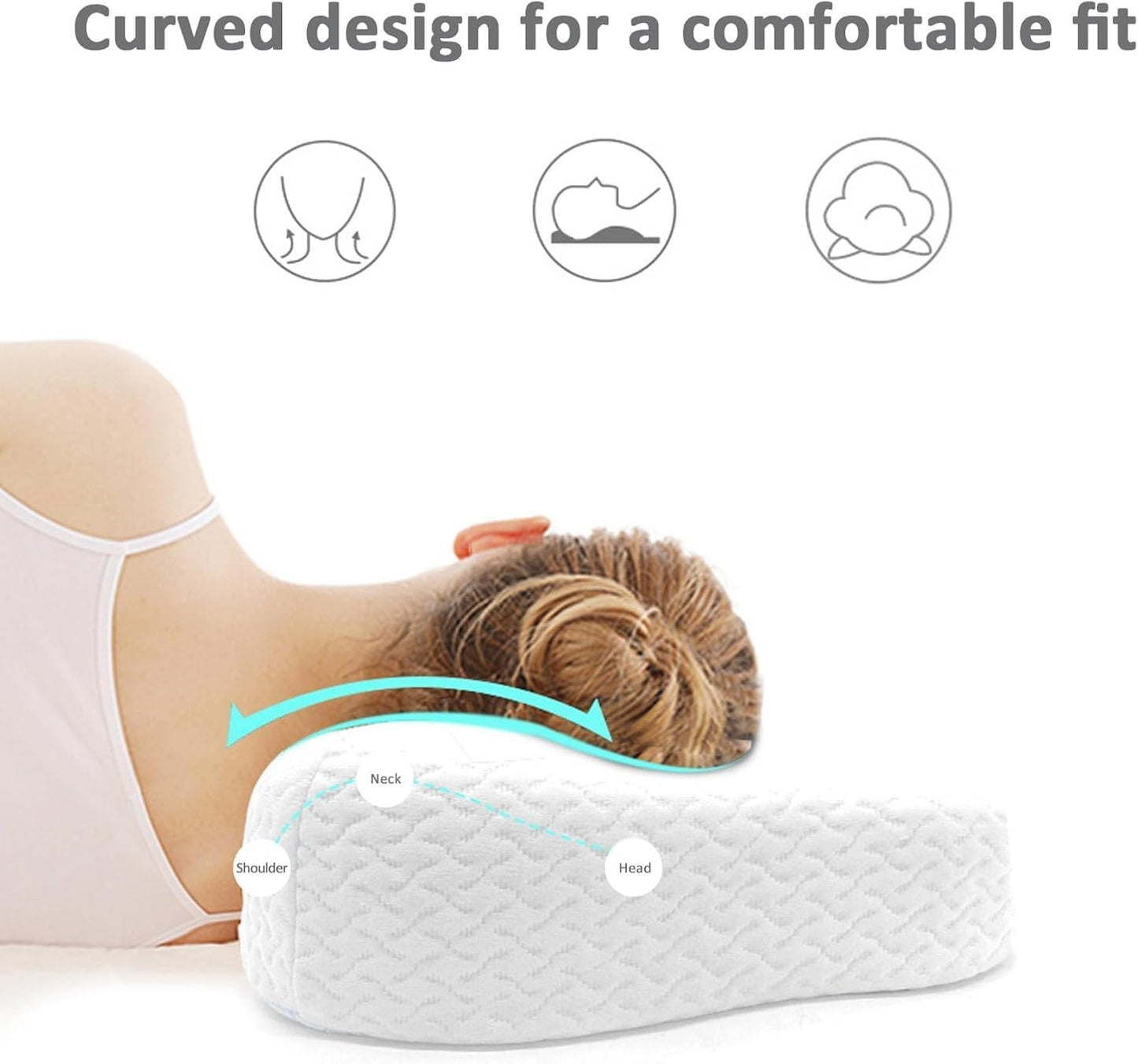 TDOO Memory Foam Cervical Pillow, 2 in 1 Ergonomic Contour Orthopedic Pillow for Neck Pain, Contoured Support Pillows for Side Back Stomach Sleepers (WA)