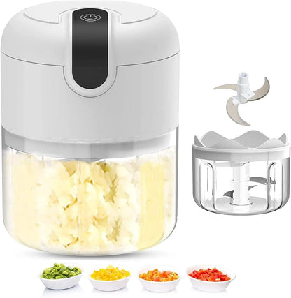 BIGTHREE Electric Mini Garlic Chopper, Portable Cordless Wireless Garlic Chopper, Food Chopper, for Garlic Onion Veggie, Dicing and mincing, in one food processor kitchen chopper masher (250ML)
