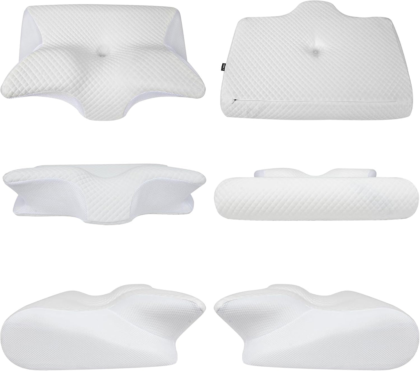 HOMCA Memory Foam Cervical Pillow, 2 in 1 Ergonomic Contour Orthopedic Pillow for Neck Pain, Contoured Support Pillows for Side Back Stomach Sleepers
