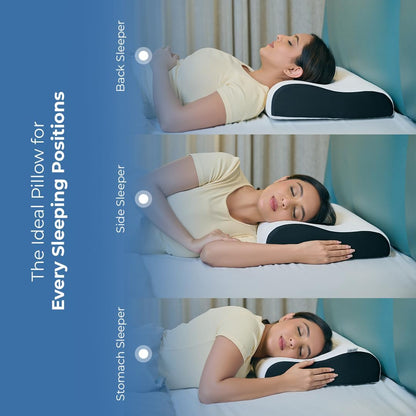 CareFoam Memory Foam Pillow, Contour Cervical Pillow for Neck & Shoulder Pain - Orthopedic Pillow, Neck Cervical Sleeping Pillows for Side & Back Sleepers White Jacquard Cover-Standard (Pack of 2)