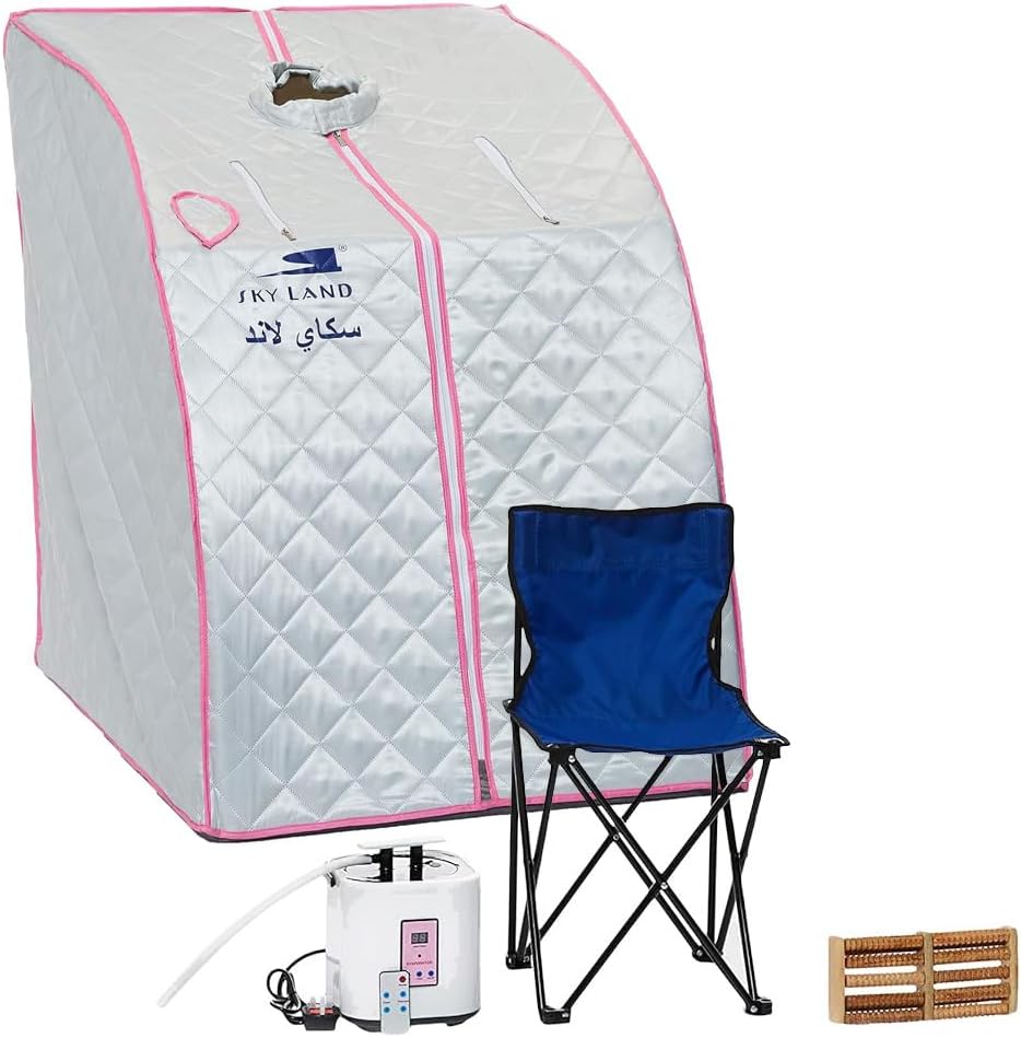 SKY LAND Sauna Family Portable Steam_Sauna 2L, Personal Therapeutic Sauna for Weight Loss, Detox Relaxation at Home, One PersonTent with Remote Control, Folding Chair, EM-9181