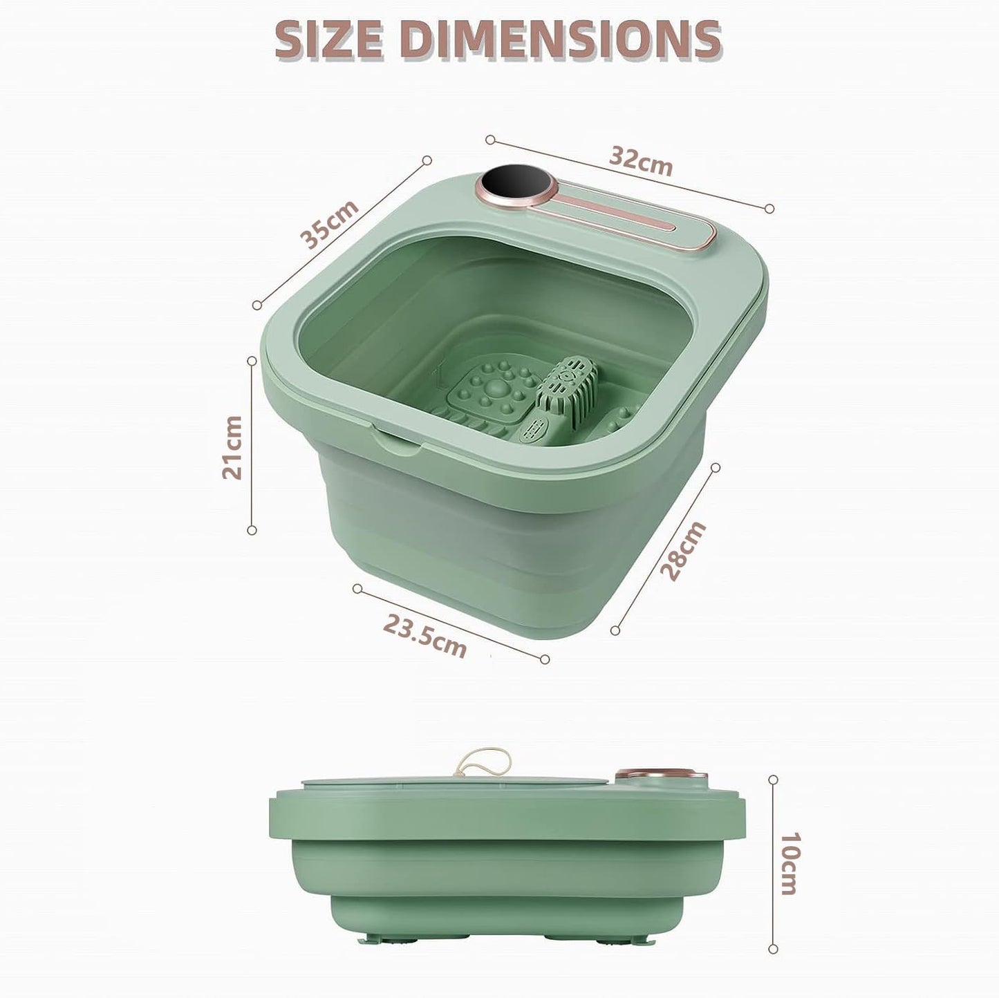 Angju Collapsible Foot Spa Bath with Heat and Bubble Massage and Jets, Pedicure Foot Massager Spa, Electric Foot Soaking Tub with Massage Rollers and Foot File, Heated Foot Spa(Green)