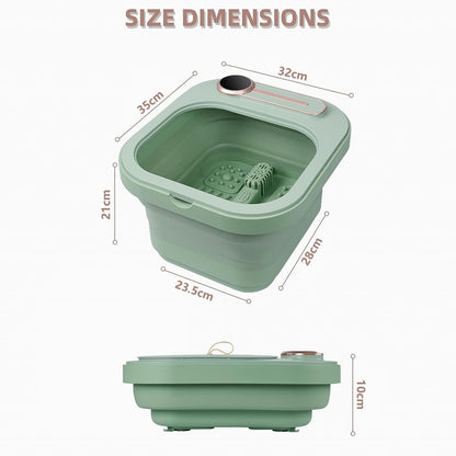 Angju Collapsible Foot Spa Bath with Heat and Bubble Massage and Jets, Pedicure Foot Massager Spa, Electric Foot Soaking Tub with Massage Rollers and Foot File, Heated Foot Spa(Green)