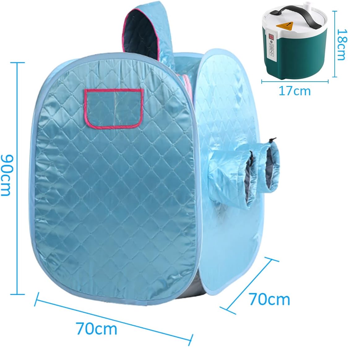 Gluckluz Portable Steam Sauna Home Spa Private Room Folding Personal Bath Tent Kit with Timer & Remote Control & 2L Steam Pot & Carrying Bag for Detox Relaxation (Blue)