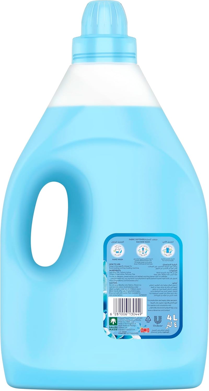 COMFORT Fabric Softener, Spring Dew, with freshness-burst technology for longer lasting fragrance & soft clothes, 4L x 2