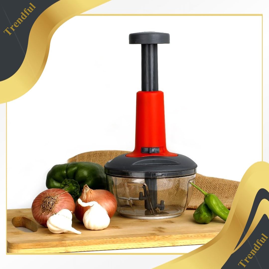 Trendful Manual Food Chopper with Hand Press Push System, Onion, Vegetable & Salad Chopper with Sharp Stainless Steel Blades, Push Type Sprint Chopper (850ML)