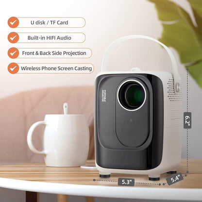 Portable Mini Projector For Home Theater, Native 1080P Projector with Tripod, 150" Display Home Theater, Compatible with Bluetooth/WIFI/USB/SD Card (C)