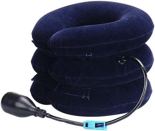 DAYONG Cervical Neck Traction Device Inflatable Adjustable Neck Collar Device,Neck Support Stretcher Relief Spine Alignment Neck Traction Pain Relief (Dark Blue)