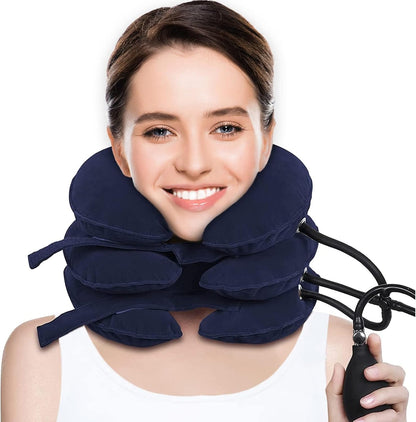 Travel Pillow, Cervical Neck Traction Device, Portable Neck Stretcher Cervical Traction Provide Neck Support and Neck Pain Relief, Neck Traction Devices for Home Use Neck Decompression (Blue)
