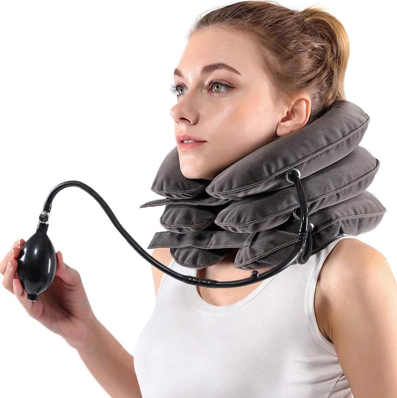 S Cervical Neck Traction Device for Instant Neck Pain Relief - Inflatable & Adjustable Neck Stretcher Neck Support Brace, Best Neck Traction Pillow for Home Use Neck Decompression