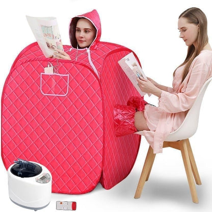 MGPGNOV Personal home steam sauna tent Sauna Private Room, portable Folding home spa steam sauna set, 2L Steam Pot Carrying Bag with remote control and temperature adjustment (Pink)