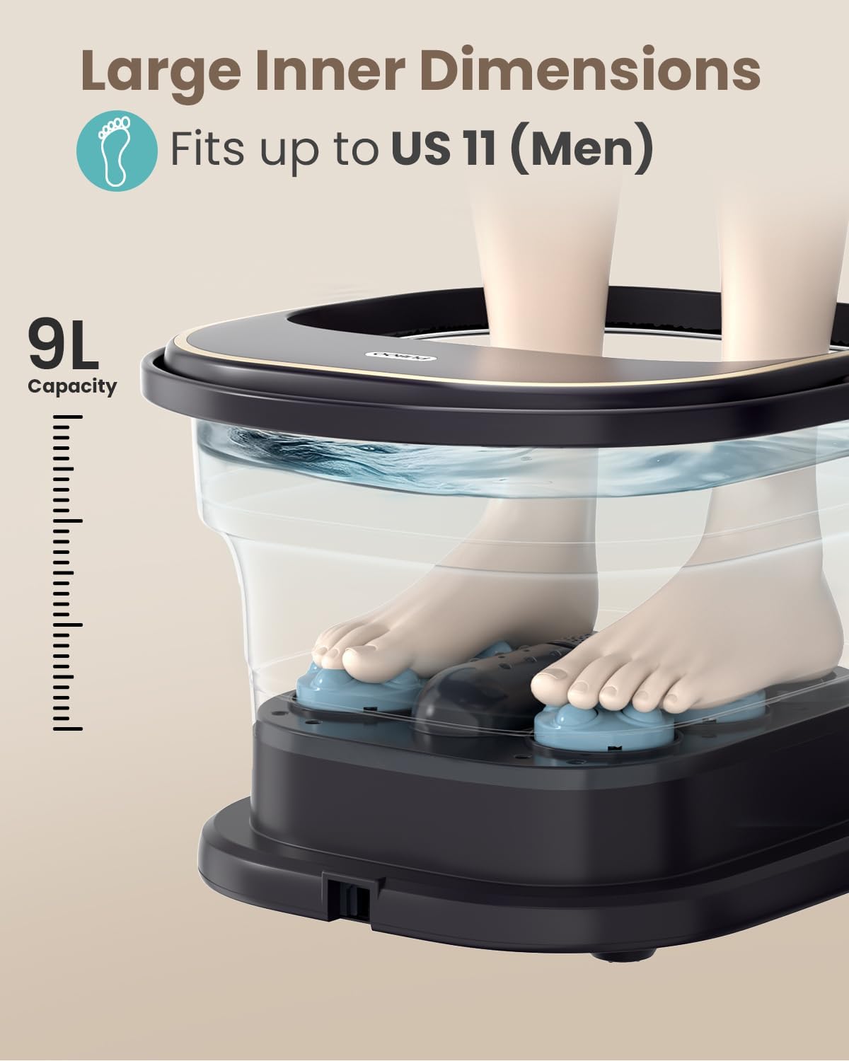 Puboo Collapsible Heated Foot Spa Bath with Remote, 95-115°F Precise Temp Control, Motorized Massage Rollers & Acupressure, Quiet <50dB, Fits US Men’s Size 11 | Ideal Gift for Family & Friends