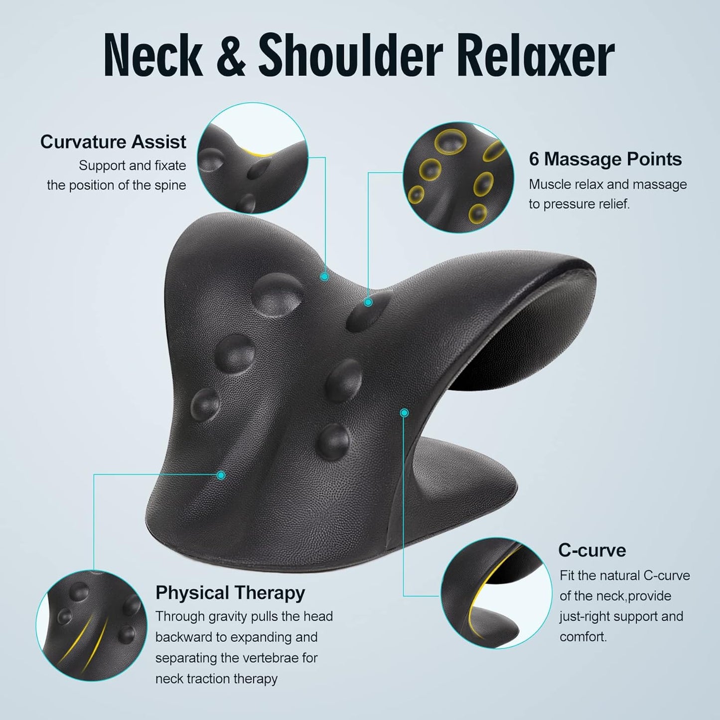 ComfortLife Neck Stretcher for Pain Relief, Neck and Shoulder Relaxer Cervical Traction Device Pillow for Muscle Relax and TMJ Pain Relief (Blue)