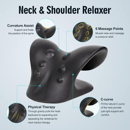 ComfortLife Neck Stretcher for Pain Relief, Neck and Shoulder Relaxer Cervical Traction Device Pillow for Muscle Relax and TMJ Pain Relief (Blue)