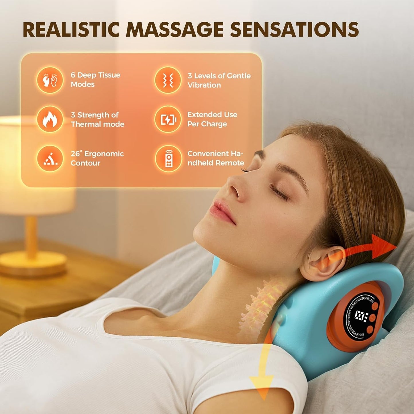 Bestbless Neck Massager 2025, Neck Stretcher and Shoulder Relaxer with Heat, Portable Cordless Shoulder Cervical Traction Device for Pain Relief Electric Massager Pillows, 9 Modes
