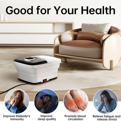 Angju Collapsible Foot Spa with Heat,Remote Temperature Control and Bubble,Foot Bath Massager Tub with 6 Massage Rollers,Timer and Pumice Stone,Electric Pedicure Feet Soak Machine for Stress Relief