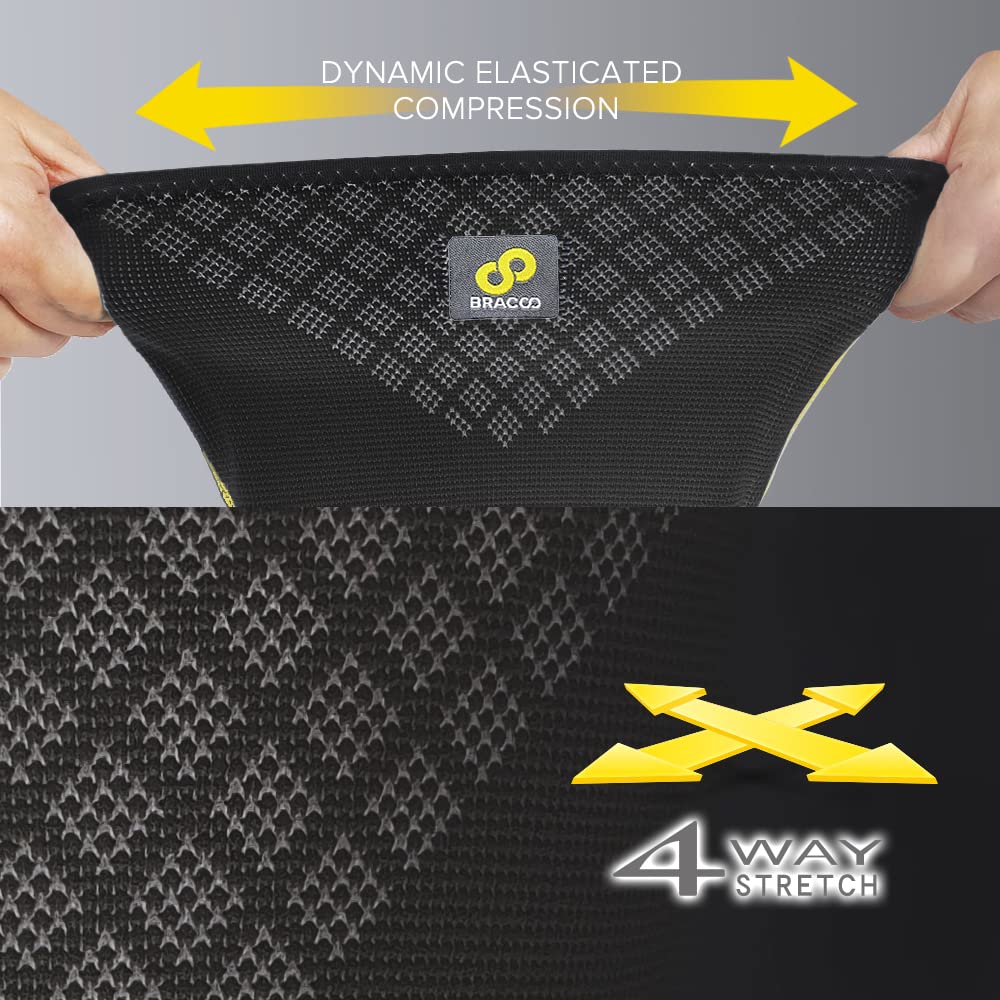 Bracoo Knee Brace, Knee Compression Sleeve Support for Men Women with Side Stabilizers, Dynamic Compression Lightweight & Breathable Support - Arthritis Pain, Injury Recovery, Running, Workout, KE92