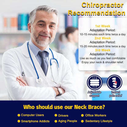 Travel Pillow, Cervical Neck Traction Device, Portable Neck Stretcher Cervical Traction Provide Neck Support and Neck Pain Relief, Neck Traction Devices for Home Use Neck Decompression (Blue)