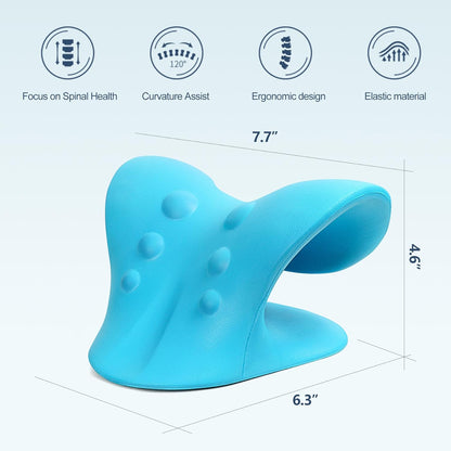 ComfortLife Neck Stretcher for Pain Relief, Neck and Shoulder Relaxer Cervical Traction Device Pillow for Muscle Relax and TMJ Pain Relief (Blue)