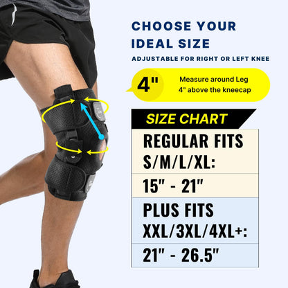 Fit Geno ReActive+ Knee Brace for Knee Pain for Men and Women, Adjustable Hinged Knee Brace with Side Stabilizers for Maximum Knee Support, Ultimate Knee Brace for Meniscus Tear ACL MCL Arthritis