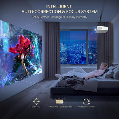 4K Projector with WIFI and Bluetooth, XIDU 2000ANSI Electric Focus Aluminum Alloy Projector, Auto Keystone 1080P Movie proyector, Dual 8W Speaker, Home Theater Portable Projecter for Phone (Naval)