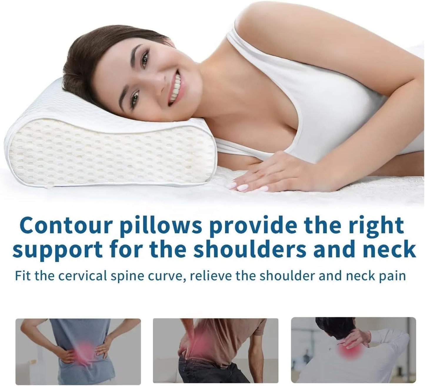 MOONCEE Premium Memory Foam Pillow for Neck Pain Relief, Adjustable Contour Orthopedic Cervical Pillow for Side, Back & Stomach Sleepers with Washable Cover