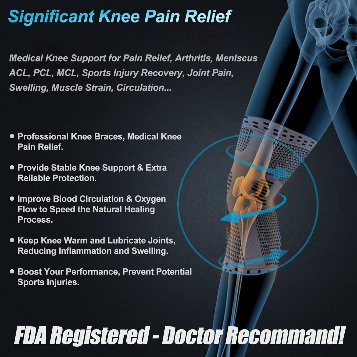 NEENCA Professional Knee Brace，Compression Knee Sleeve with Patella Gel Pad & Side Stabilizers Knee Support Bandage for Pain Relief Medical Knee Pad for ACL Running Joint Recovery