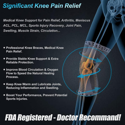 NEENCA Professional Knee Brace，Compression Knee Sleeve with Patella Gel Pad & Side Stabilizers Knee Support Bandage for Pain Relief Medical Knee Pad for ACL Running Joint Recovery
