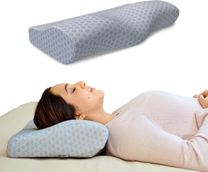 CareFoam Memory Foam Pillow, Contour Cervical Pillow for Neck & Shoulder Pain - Orthopedic Pillow, Neck Cervical Sleeping Pillows for Side & Back Sleepers White Jacquard Cover-Standard (Pack of 2)