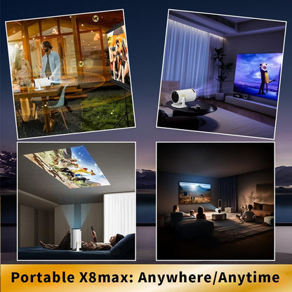 コブキBUJI 4K 1080P Portable Projector with Screen 1500LM Arabic UI Android 11.0 HD Mini Projector 5G WIFI bluetooth home video projector Auto Keystone 180° Rotatable with Stand CE/FCC Certified