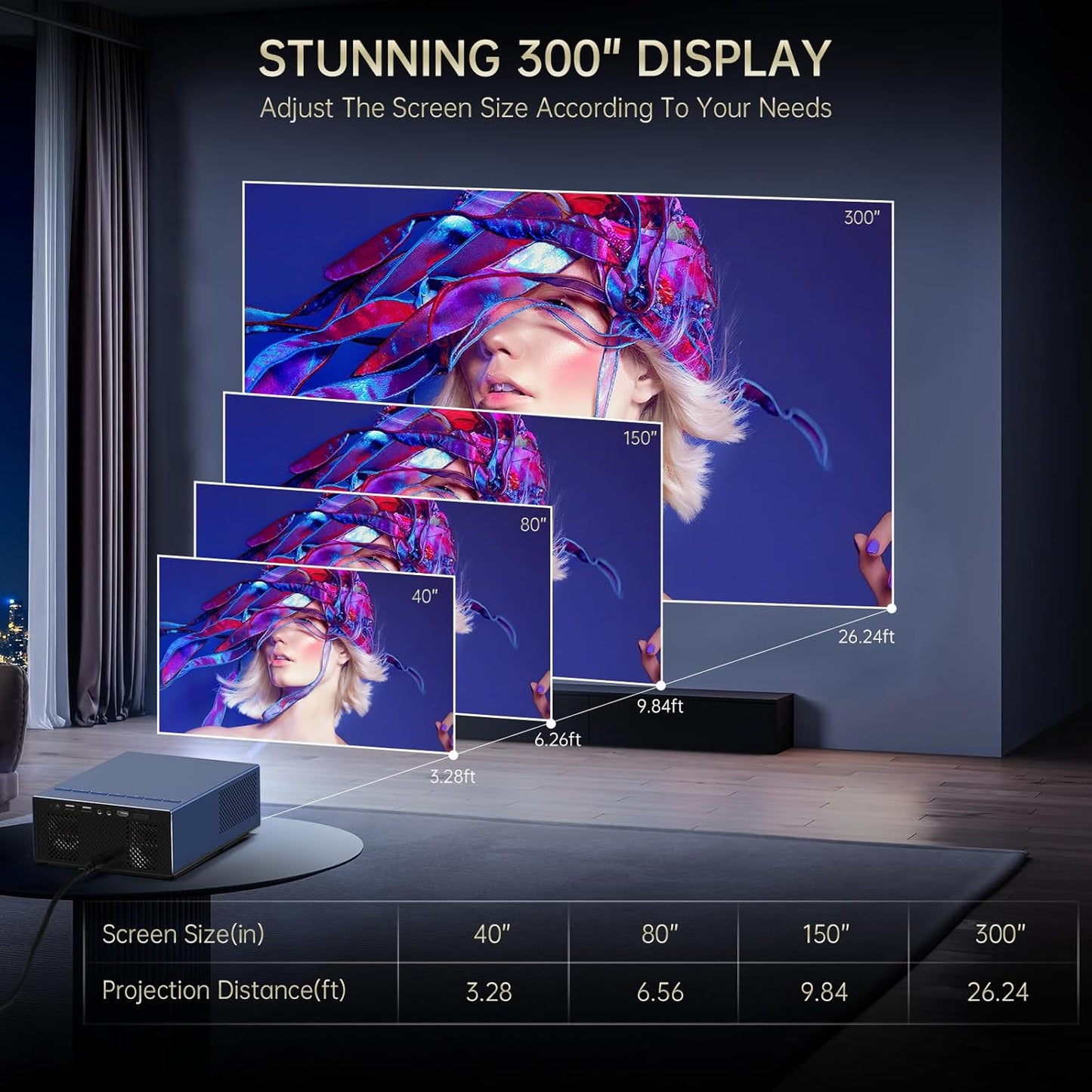 4K Projector with WIFI and Bluetooth, XIDU 2000ANSI Electric Focus Aluminum Alloy Projector, Auto Keystone 1080P Movie proyector, Dual 8W Speaker, Home Theater Portable Projecter for Phone (Naval)