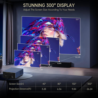4K Projector with WIFI and Bluetooth, XIDU 2000ANSI Electric Focus Aluminum Alloy Projector, Auto Keystone 1080P Movie proyector, Dual 8W Speaker, Home Theater Portable Projecter for Phone (Naval)