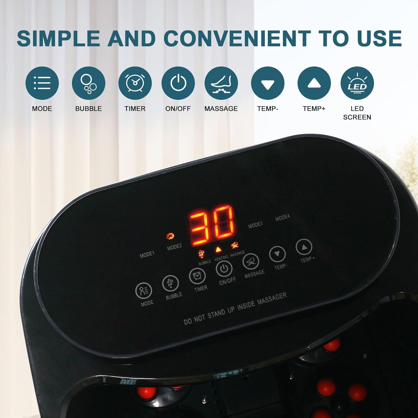 Foot Spa Bath Massager with Heat, and Bubbles - Electric Foot Soaking Basin with Motorized Shiatsu Massage Rollers, Adjustable Time & Temperature (Black)