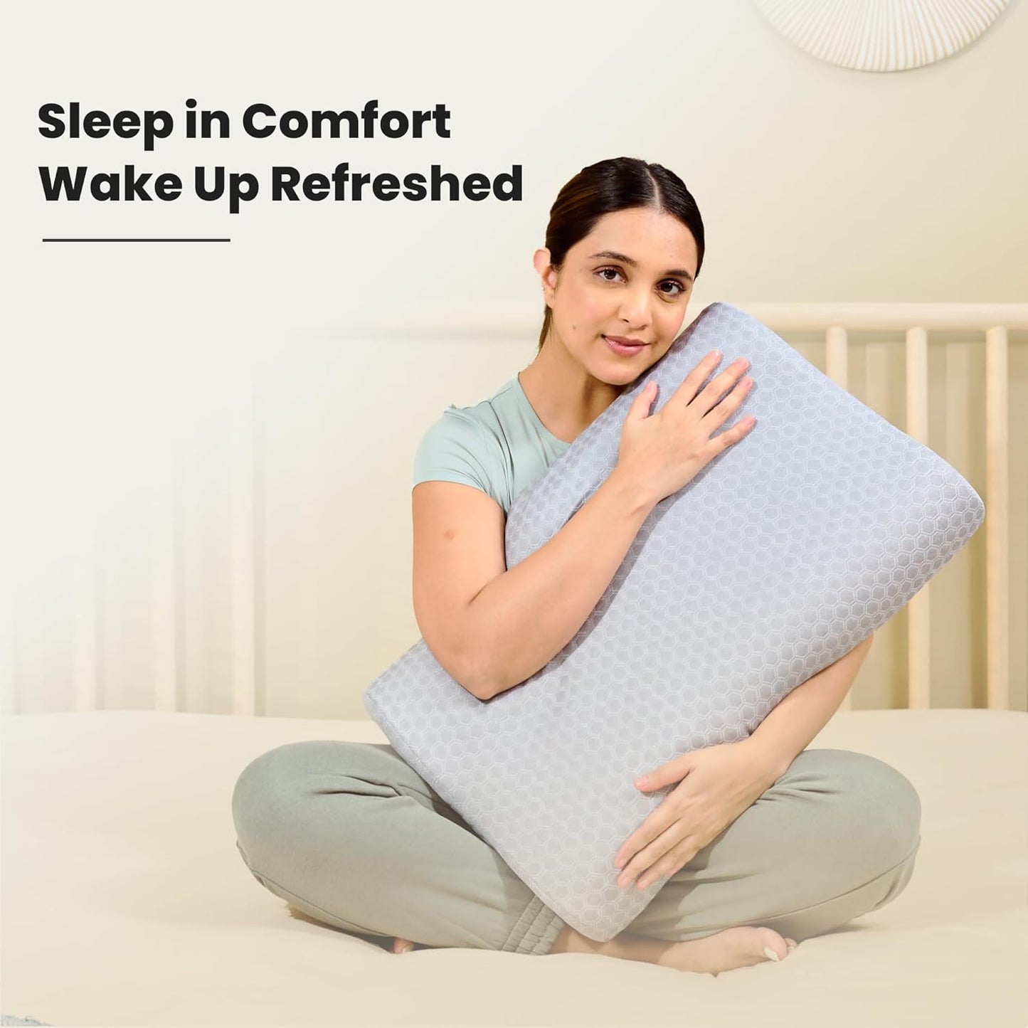 CareFoam Memory Foam Pillow, Contour Cervical Pillow for Neck & Shoulder Pain - Orthopedic Pillow, Neck Cervical Sleeping Pillows for Side & Back Sleepers White Jacquard Cover-Standard (Pack of 2)