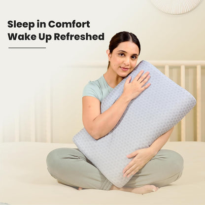 CareFoam Memory Foam Pillow, Contour Cervical Pillow for Neck & Shoulder Pain - Orthopedic Pillow, Neck Cervical Sleeping Pillows for Side & Back Sleepers White Jacquard Cover-Standard (Pack of 2)