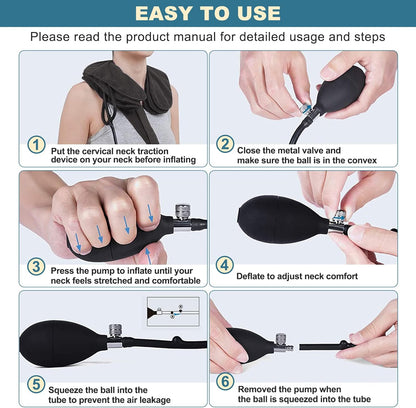 Pogcay Cervical Neck Traction Device, Neck Stretcher, Neck Traction Device for Neck Pain Relief, Cervical Neck Traction Device, Inflatable Neck Brace & Neck Decompression(Gray)