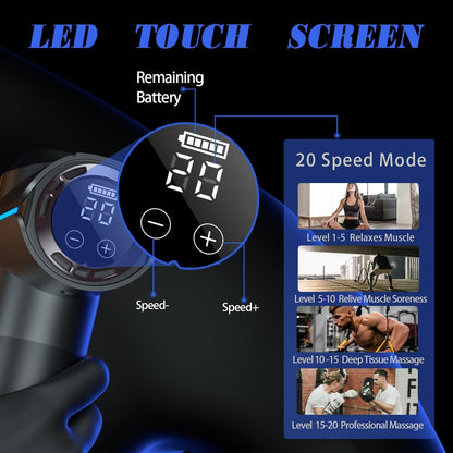 WEKUBA Massage Gun Deep Tissue Massager, Handheld Cordless Percussion Massager LED Touch Screen with 6 Different Massage Heads 20 Speeds for Legs Back Body Pain Relief, Soreness Relief,مسدس تدليك