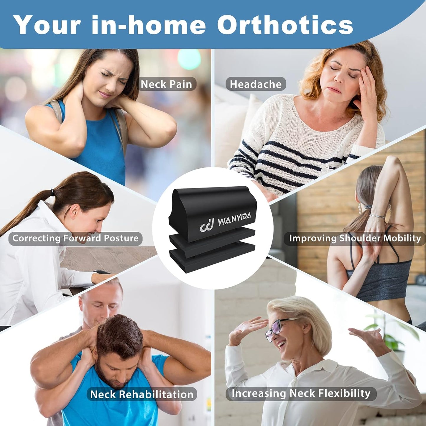 WANYIDA Neck Stretcher Chiropractic Pillows for Neck Pain Relief, Cervical Traction Device for Cervical Spine Alignment. Neck and Shoulder Relaxer. (Without Cloth Cover)