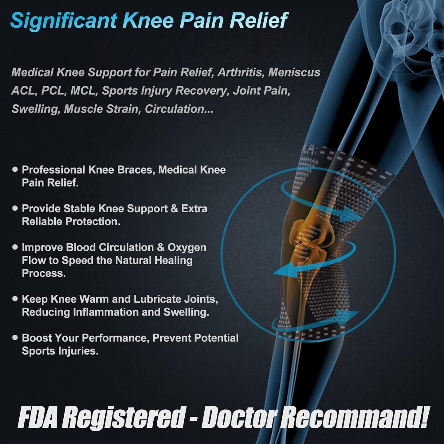 NEENCA Professional Knee Brace，Compression Knee Sleeve with Patella Gel Pad & Side Stabilizers Knee Support Bandage for Pain Relief Medical Knee Pad for ACL Running Joint Recovery
