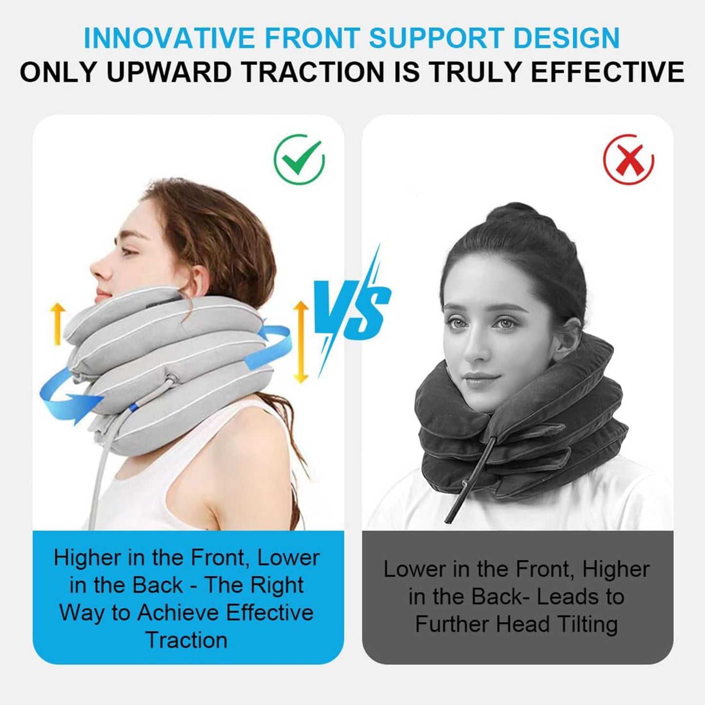 Angju Neck Stretcher with Neck Brace, Cervical Traction Device, Neck Pain Relief Tool, Adjustable Inflatable Cervical Brace,Home Use Neck Decompression Device New Technology Breathable Fabric