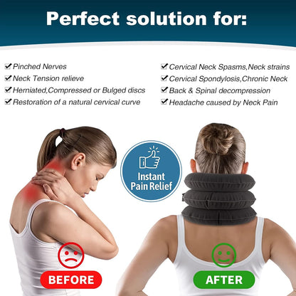 Travel Pillow, Cervical Neck Traction Device, Portable Neck Stretcher Cervical Traction Provide Neck Support and Neck Pain Relief, Neck Traction Devices for Home Use Neck Decompression (Blue)