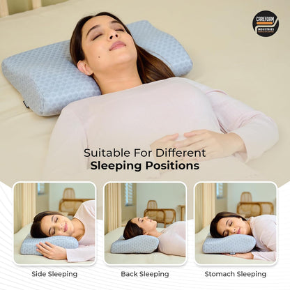 CareFoam Memory Foam Pillow, Contour Cervical Pillow for Neck & Shoulder Pain - Orthopedic Pillow, Neck Cervical Sleeping Pillows for Side & Back Sleepers White Jacquard Cover-Standard (Pack of 2)