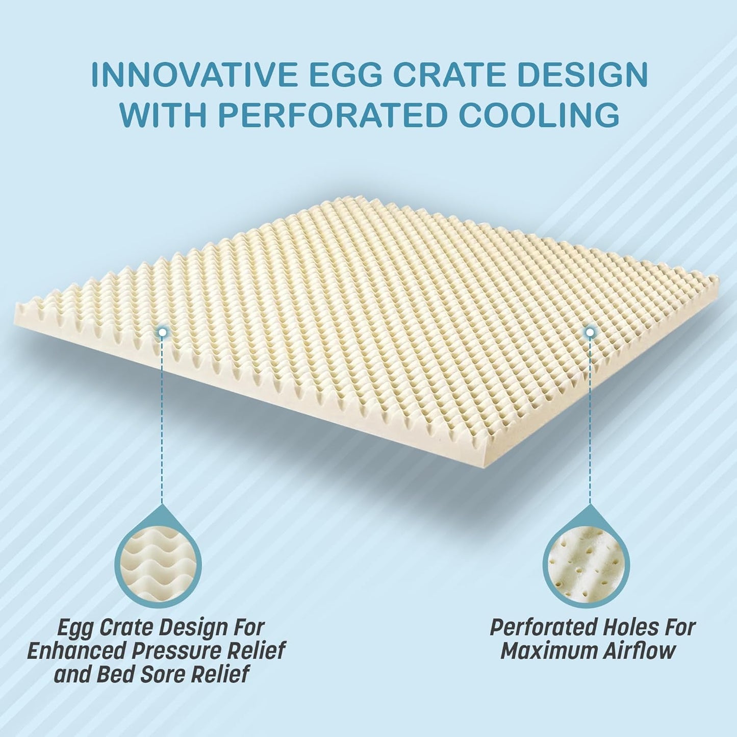 Turmerry 2.4" Green Natural Organic Egg Crate Latex Mattress Topper King Size - Soft Plush Pillow Top - GOLS Certified Convoluted Foam - Pressure Point Back Pain Relief Sleep Cool Bed Pad