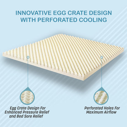 Turmerry 2.4" Green Natural Organic Egg Crate Latex Mattress Topper King Size - Soft Plush Pillow Top - GOLS Certified Convoluted Foam - Pressure Point Back Pain Relief Sleep Cool Bed Pad
