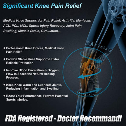 NEENCA Knee Brace with Side Stabilizers & Patella Gel Pads, Adjustable Compression Knee Support Braces for Knee Pain, Meniscus Tear,ACL,MCL,Arthritis, Joint Pain Relief,Injury Recovery -4 Size