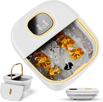 Collapsible Foot Spa with Heat,Remote Temperature Control and Bubble,Foot Bath Tub with 6 Massage Rollers,Timer and Pumice Stone,Electric Pedicure Foot Spa Machine for Feet Care