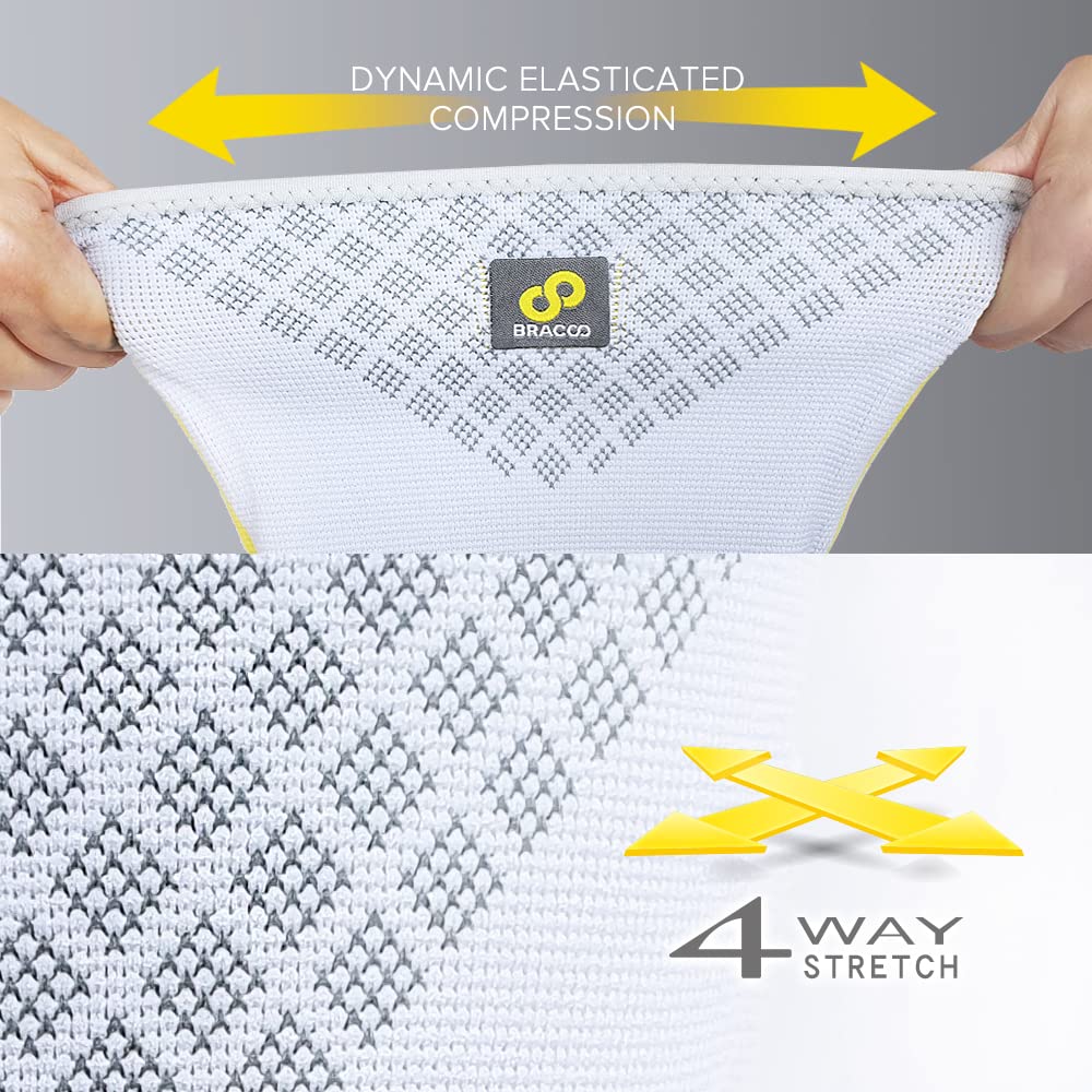 Bracoo Knee Brace, Knee Compression Sleeve Support for Men Women with Side Stabilizers, Dynamic Compression Lightweight & Breathable Support - Arthritis Pain, Injury Recovery, Running, Workout, KE92