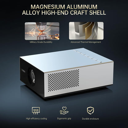 4K Projector with WIFI and Bluetooth, XIDU 2000ANSI Electric Focus Aluminum Alloy Projector, Auto Keystone 1080P Movie proyector, Dual 8W Speaker, Home Theater Portable Projecter for Phone (Naval)
